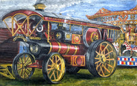 Fabulous Early C20th Vintage Oil on Canvas - Steam Engine at the Fairground SOLD