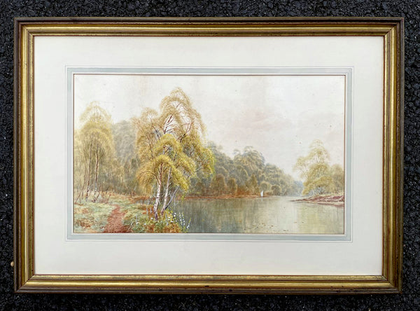 Delightful C19th Victorian Watercolour - The Lake at Burnham Beeches - V Allan Sold