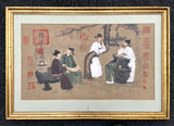 Fine Large Antique Chinese Watercolour - A Group of Scholars Conversing SOLD