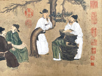 Fine Large Antique Chinese Watercolour - A Group of Scholars Conversing SOLD