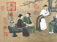 Fine Large Antique Chinese Watercolour - A Group of Scholars Conversing SOLD