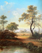 Delightful C20th Vintage Oil on Canvas - Landscape with Sheep - Owen Waters SOLD