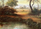 Delightful C20th Vintage Oil on Canvas - Landscape with Sheep - Owen Waters SOLD
