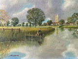 Fine Vintage English School Oil on Canvas - The Angler Sold