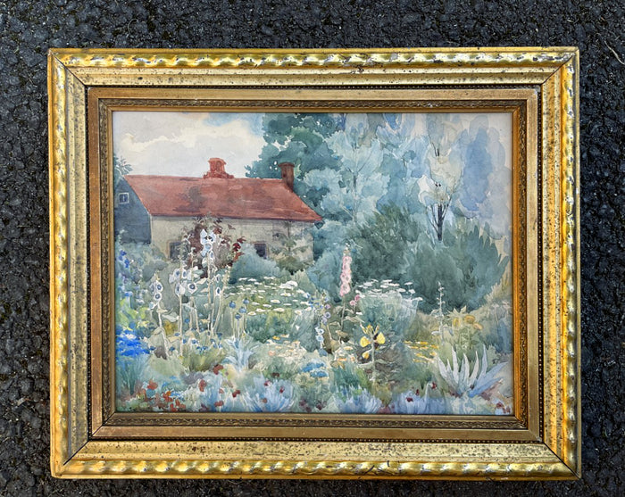 Lilian Stannard (1877-1943) Fine Edwardian Watercolour - The Garden at Littlehampton SOLD