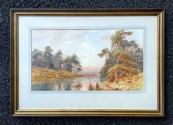 Delightful C19th Victorian Watercolour - Evening at Virginia Water - V Allan SOLD