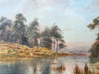 Delightful C19th Victorian Watercolour - Evening at Virginia Water - V Allan SOLD