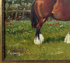 Excellent Vintage Oil on Canvas Board depicting A Shire Horse Mare & Foal SOLD