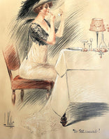 Beautiful Edwardian French Pencil/Crayon Drawing - Louis Vallon - "Un Petit Accord" SOLD