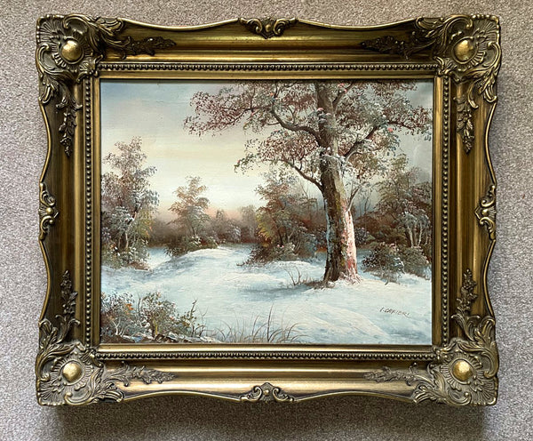 Beautiful Vintage Oil on Canvas - Wintry Woodland Landscape SOLD