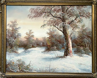 Beautiful Vintage Oil on Canvas - Wintry Woodland Landscape SOLD