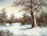 Beautiful Vintage Oil on Canvas - Wintry Woodland Landscape SOLD