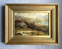 Fine C19th Victorian Oil on Canvas - Scottish Ghillie by a Loch - Henry Harris 1852-1926 SOLD