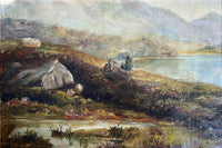 Fine C19th Victorian Oil on Canvas - Scottish Ghillie by a Loch - Henry Harris 1852-1926 SOLD