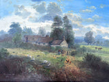 Delightful Vintage English School Oil on Panel - Country Cottage with Chickens & Ducks - John Mace SOLD