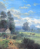 Delightful Vintage English School Oil on Panel - Country Cottage with Chickens & Ducks - John Mace SOLD