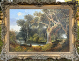 Superb Large C19th Victorian English School Oil on Canvas - Woodland Landscape with Seated Figure SOLD