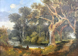 Superb Large C19th Victorian English School Oil on Canvas - Woodland Landscape with Seated Figure SOLD