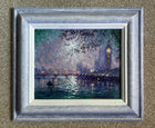 Beautiful Vintage 1990's Impressionist Oil on Canvas Board - Westminster at Night - SOLD