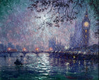 Beautiful Vintage 1990's Impressionist Oil on Canvas Board - Westminster at Night - SOLD