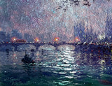 Beautiful Vintage 1990's Impressionist Oil on Canvas Board - Westminster at Night - SOLD