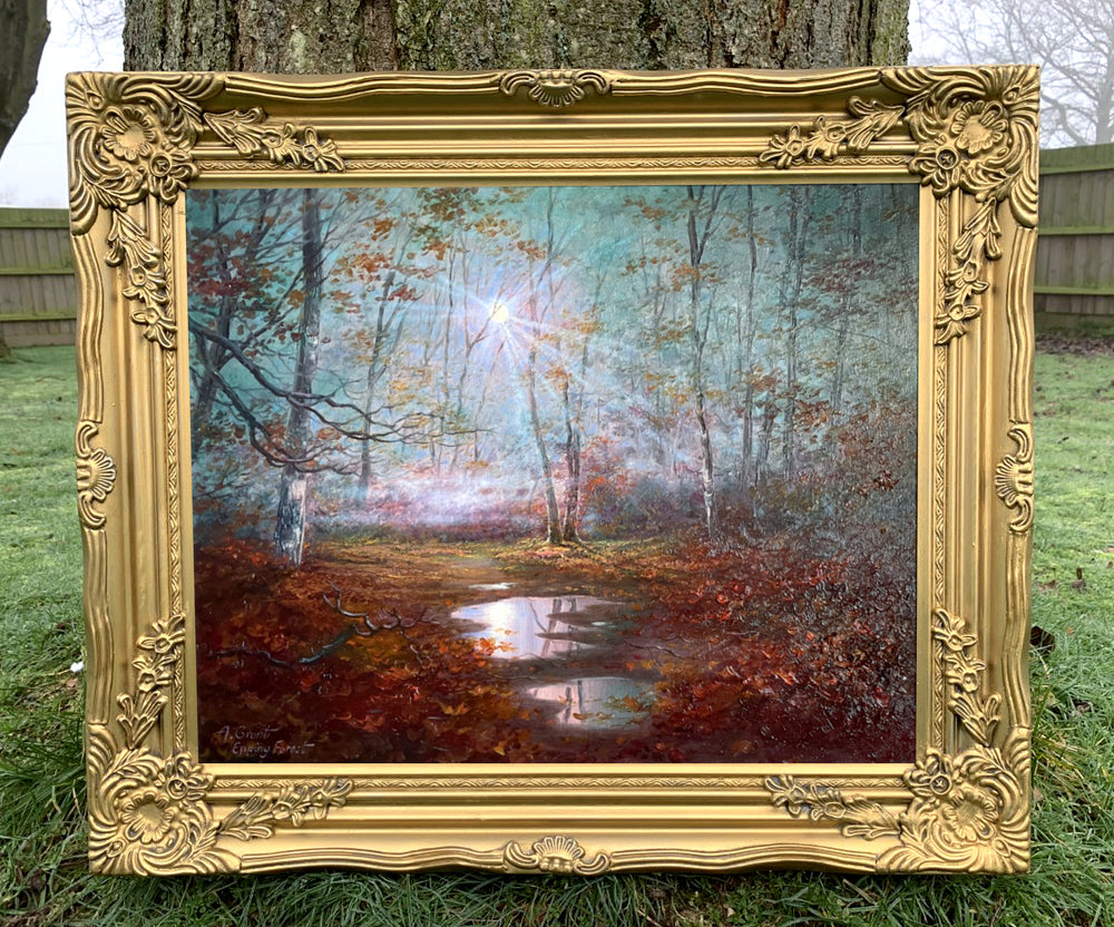 Beautiful Late C20th Vintage Oil on Canvas - A.Grant - Epping Forest SOLD