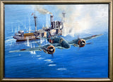 Fabulous Large Vintage Oil on Canvas - Beaufighter Mark X 254 Squadron North Coates Strike Wing SOLD