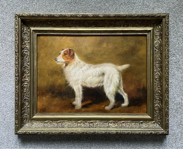 Fine Vintage Oil on Canvas depicting a Rough Coat Jack Russell SOLD