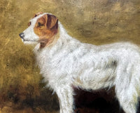 Fine Vintage Oil on Canvas depicting a Rough Coat Jack Russell SOLD