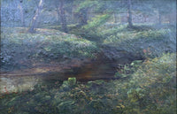 Large C19th Victorian Oil on Canvas - River Landscape in Woodland 1881SOLD