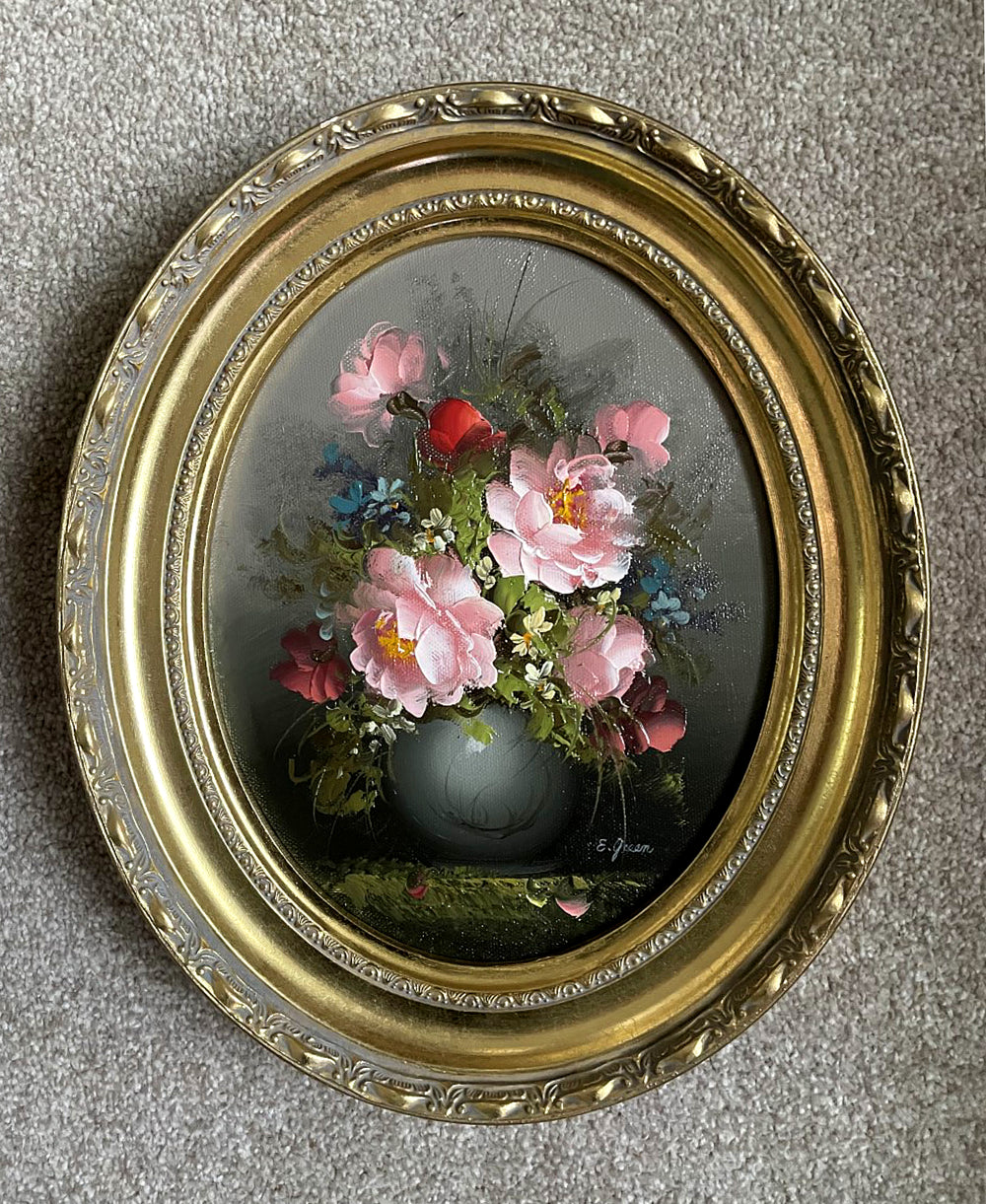 Exquisite Vintage Oil on Canvas Still Life Study of Flowers in a Vase SOLD
