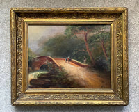 Fine Early C20th Antique Oil on Canvas - Travellers on a Bridge - Joel Owen (1892-1931) SOLD