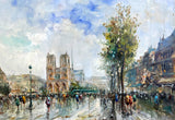 Stunning Large Vintage Oil on Canvas - Joseph Giordano (b.1935) - Mid 20th, Parisian Street Scene  SOLD