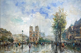Stunning Large Vintage Oil on Canvas - Joseph Giordano (b.1935) - Mid 20th, Parisian Street Scene  SOLD
