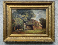 Charming Early C20th Norwich School Edwardian Oil on Canvas of Sheep by a Barn 1909 SOLD