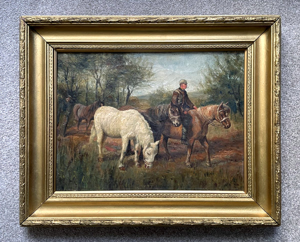 Superb Early C20th Oil on Canvas - Gypsy Ponies - Circ. Alfred Munnings SOLD