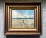 Beautiful Mid C20th French Impressionist Oil on Board - Figures on a Beach SOLD