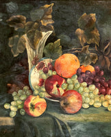 Fine Mid C20th Vintage English School Still Life Oil on Canvas Board - Mixed Fruit in a Bowl SOLD