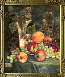 Fine Mid C20th Vintage English School Still Life Oil on Canvas Board - Mixed Fruit in a Bowl SOLD