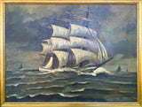 Fine C19th Victorian Nautical Oil on Canvas - Clipper at Sail SOLD