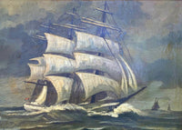 Fine C19th Victorian Nautical Oil on Canvas - Clipper at Sail SOLD