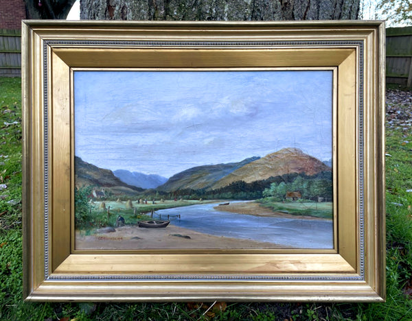 Excellent Early C20th Scottish School Oil on Canvas - Highland Fishing Village SOLD