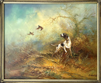 Eugene Kingman (1909-1975) Oil on Canvas - Pointer Flushing Game Birds SOLD