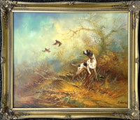 Eugene Kingman (1909-1975) Oil on Canvas - Pointer Flushing Game Birds SOLD