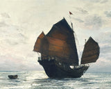 Excellent Large Vintage Mid C20th Oil on Canvas - Chinese Junk at Sea SOLD