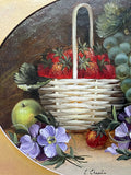 Beautiful Late C19th Victorian Oil on Board - Still Life of Fruit in a Basket - Evelyn Chester (1879-1925) SOLD