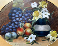 Exquisite Late C19th Victorian Oil on Board - Still Life of Fruit with a Vase - Evelyn Chester (1879-1925) SOLD