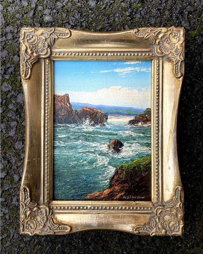 Delightful Vintage Oil on Canvas Board of the Cornish Coast by Reginald Daniel Sherrin (1891-1971) SOLD