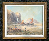 John Henry Mole (1814-1886) Fine C19th Victorian Watercolour - Cornish Beach Scene 1881 SOLD