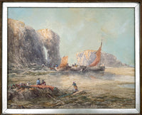 John Henry Mole (1814-1886) Fine C19th Victorian Watercolour - Cornish Beach Scene 1881 SOLD